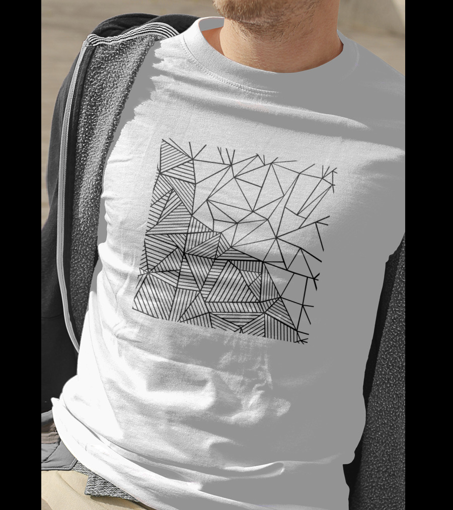 Ab Half And Half Geometric Abstract Lines T-Shirt