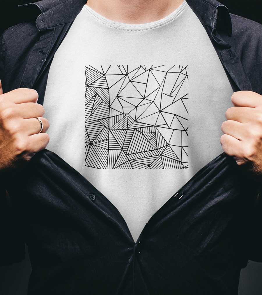 Ab Half And Half Geometric Abstract Lines T-Shirt