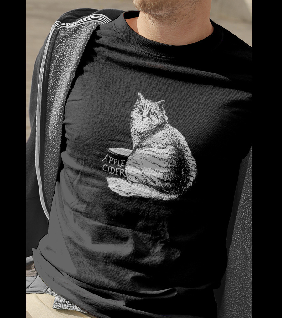 Apple Cider Cat Illustration Featuring Feline On Mug 1186326 T-Shirt