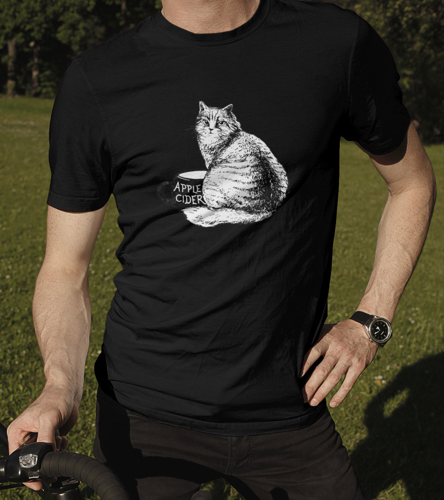 Apple Cider Cat Illustration Featuring Feline On Mug 1186326 T-Shirt