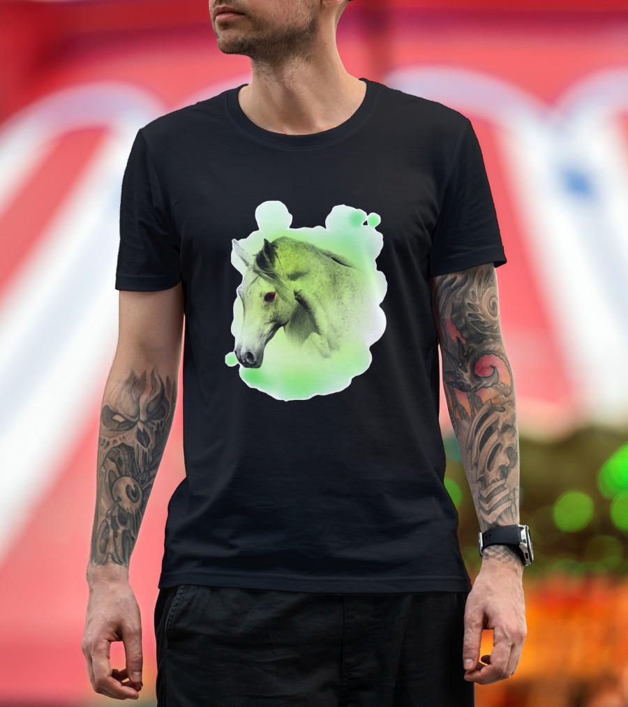 Arabic Horse Neon Green Art 334448 T-Shirt