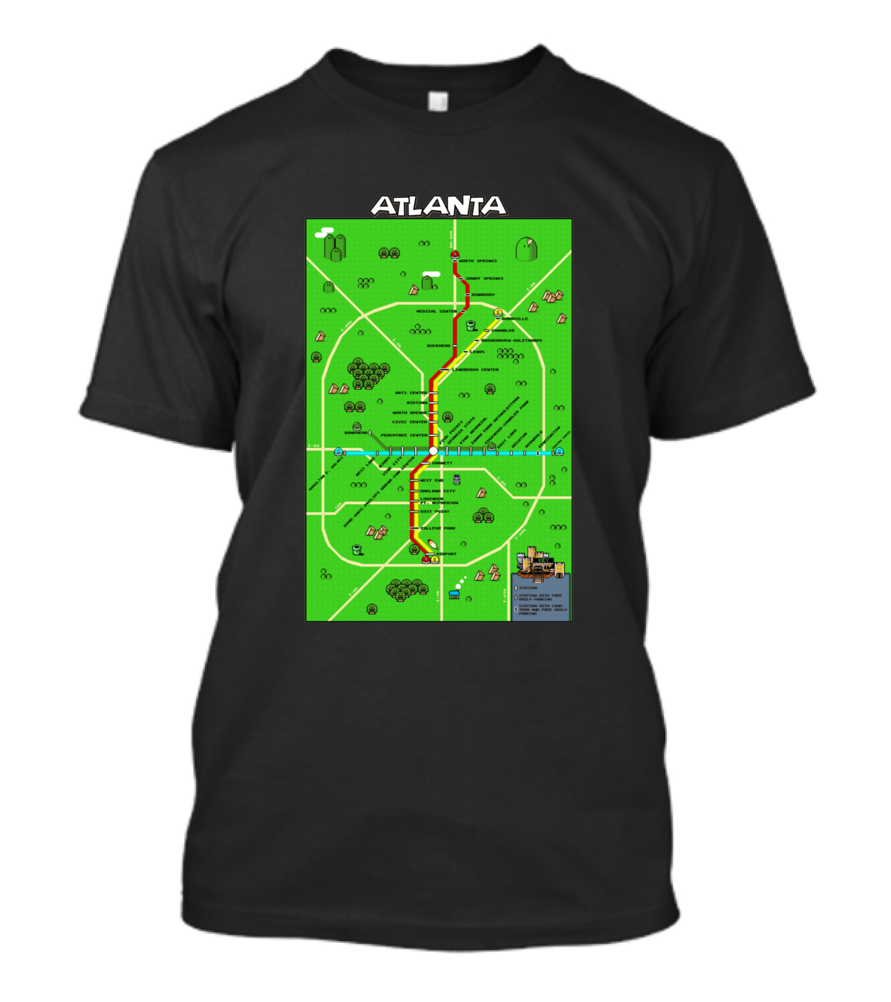 Atlanta Transit Map Super Mario Style 286711 T-Shirt