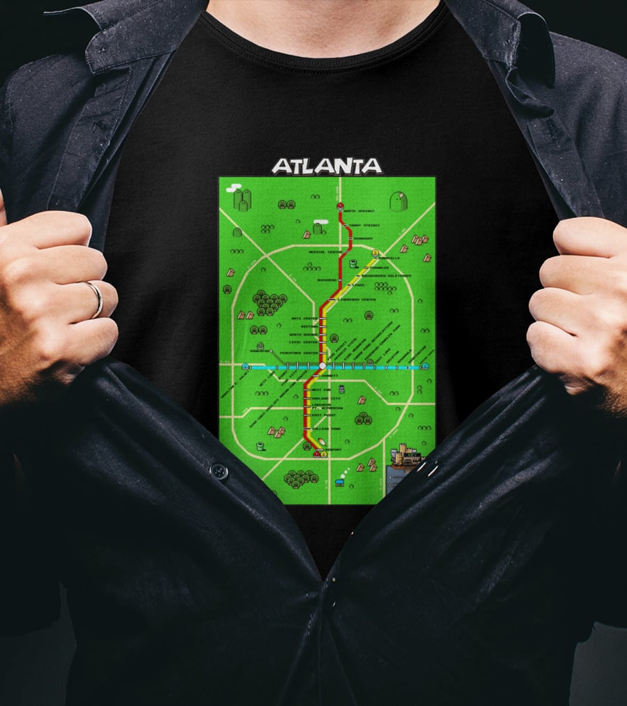 Atlanta Transit Map Super Mario Style 286711 T-Shirt