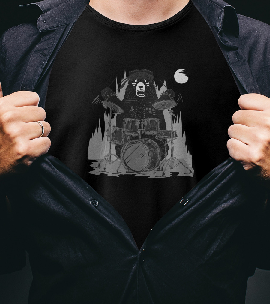Bad Bear Band Drumming Under Moonlight 1733224 T-Shirt