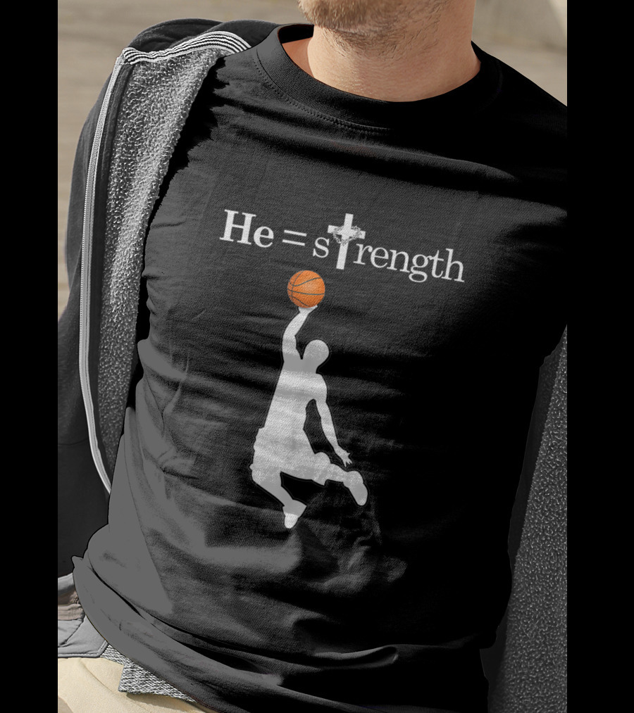 He Is Strength Christian Basketball Silhouette 1353709 T-Shirt