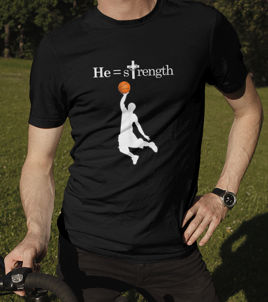 He Is Strength Christian Basketball Silhouette 1353709 T-Shirt