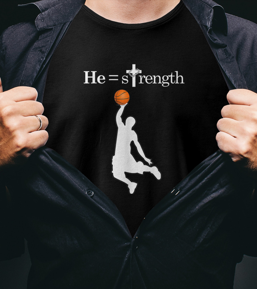 He Is Strength Christian Basketball Silhouette 1353709 T-Shirt