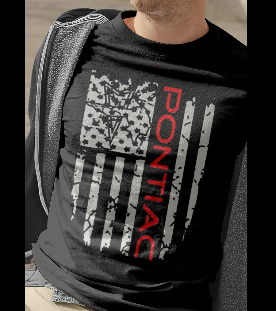Pontiac Distressed American Flag With Firebird Emblem T-Shirt