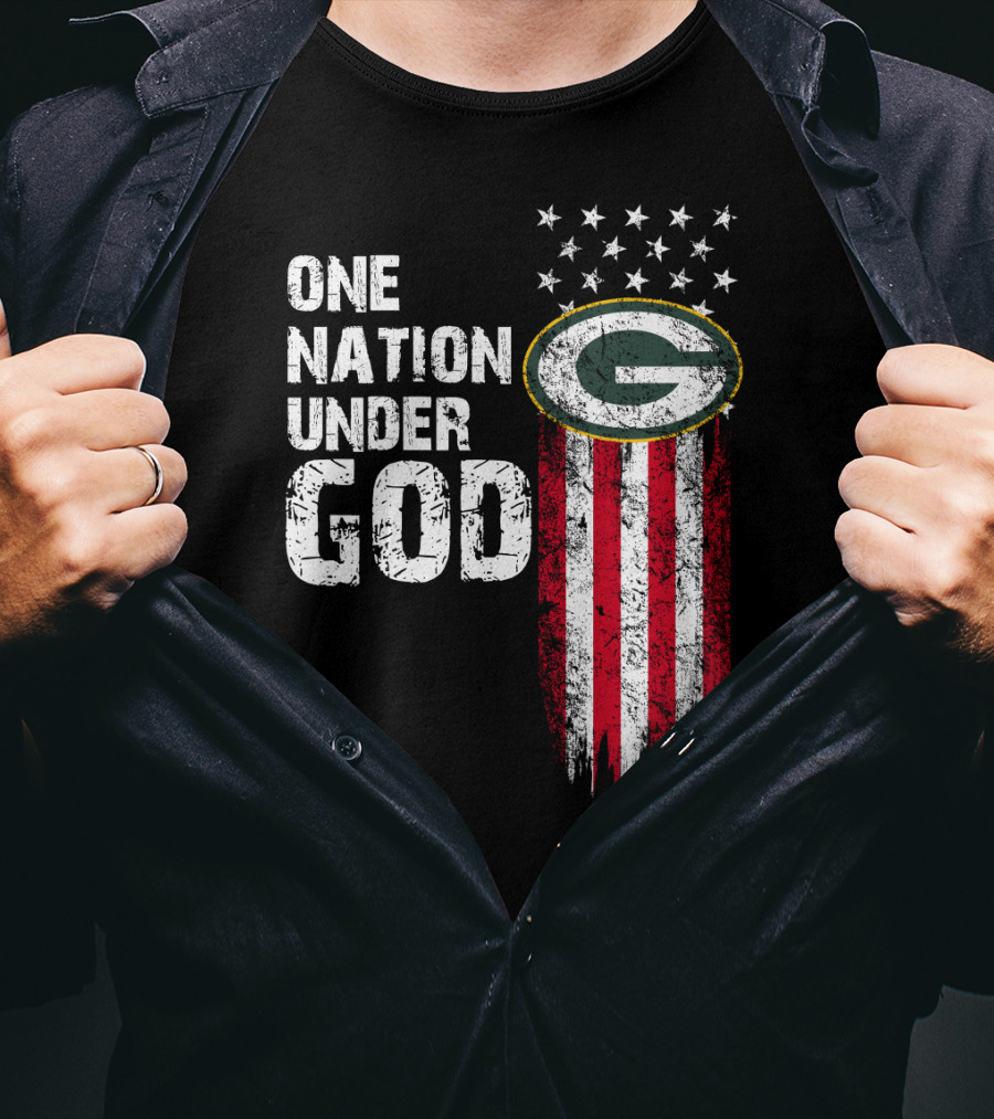 Green Bay Packers One Nation Under God Stars And Stripes T-Shirt