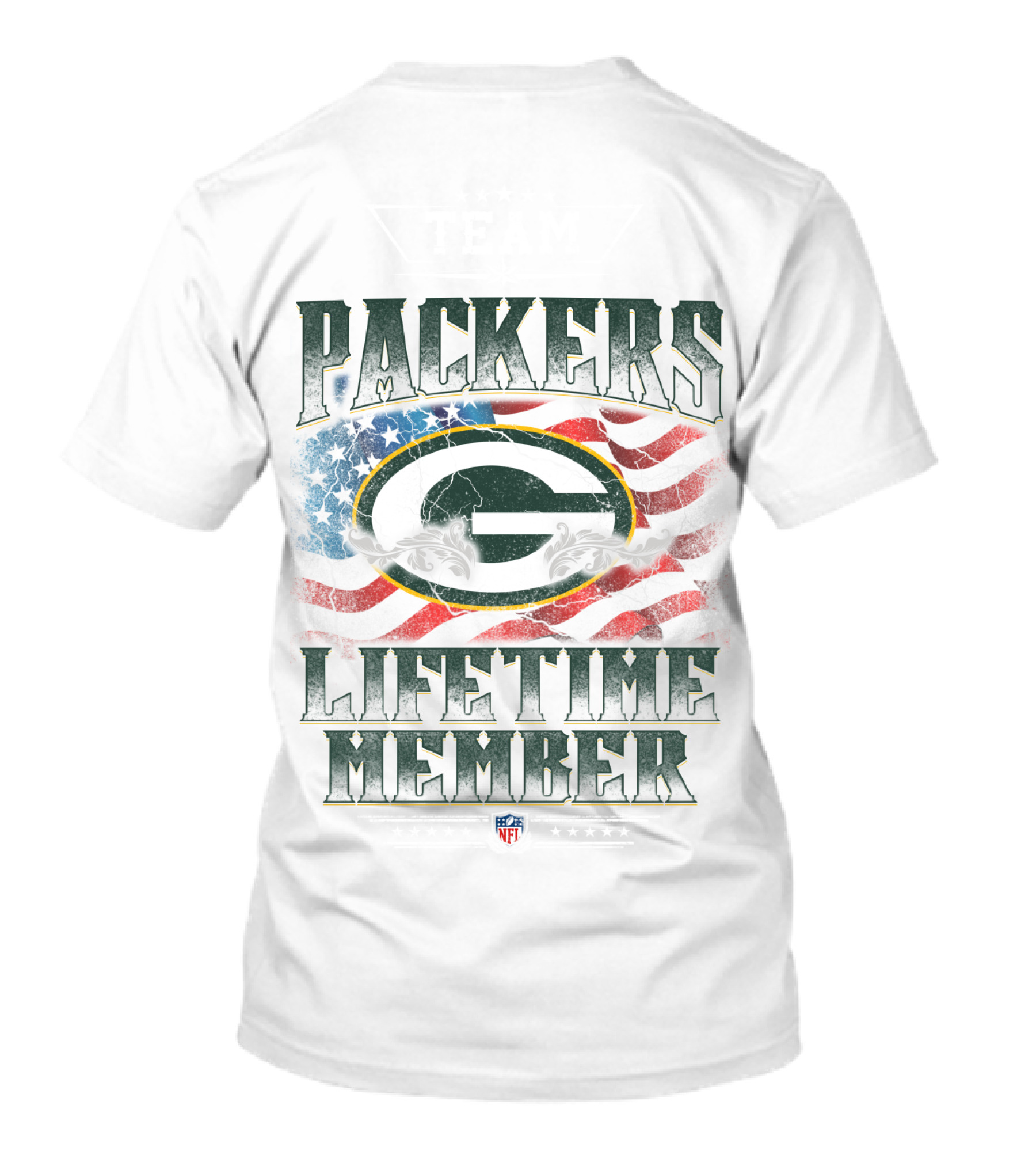 Team Packers Lifetime Member American Flag Background NFL T-Shirt