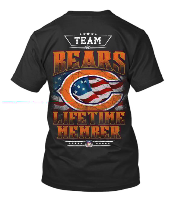 Team Chicago Bears Lifetime Member American Flag Nfl Stars T-Shirt