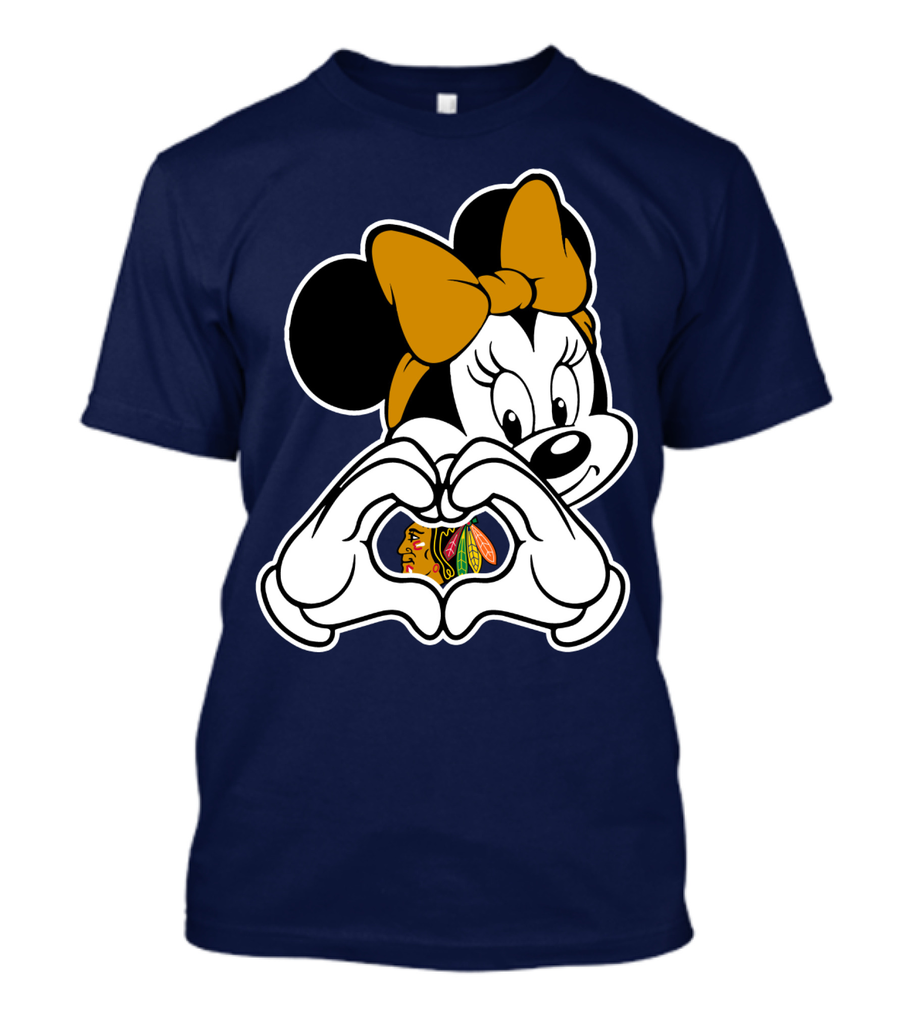Minnie Mouse Hand Heart Chicago Blackhawks T-Shirt