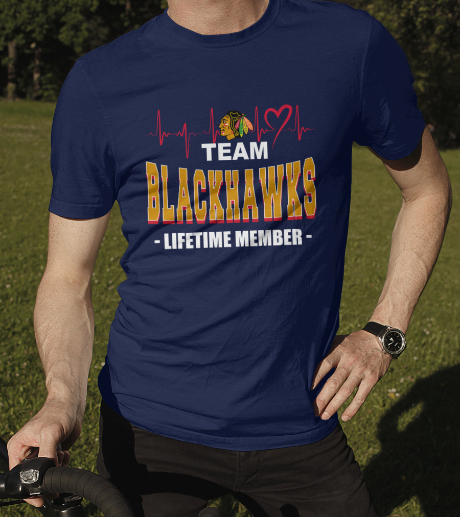 Team Blackhawks Lifetime Member Heartbeat T-Shirt