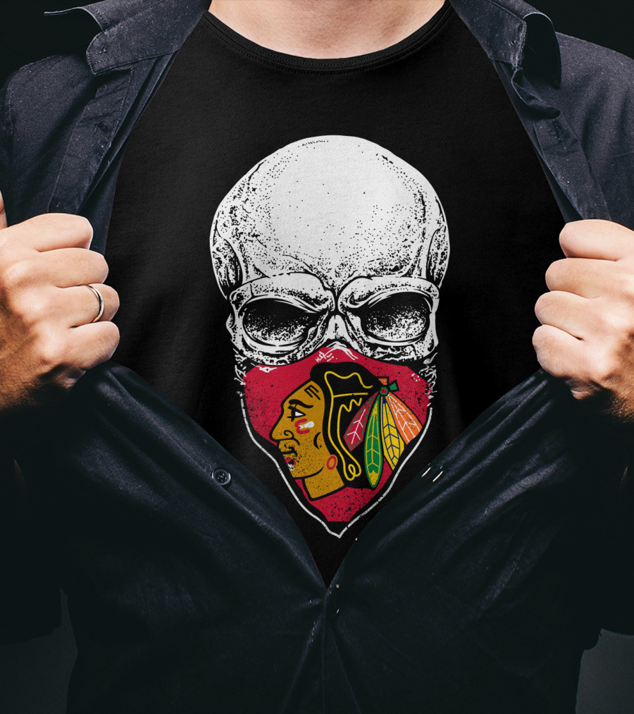 Chicago Blackhawks Skull Mask T-Shirt