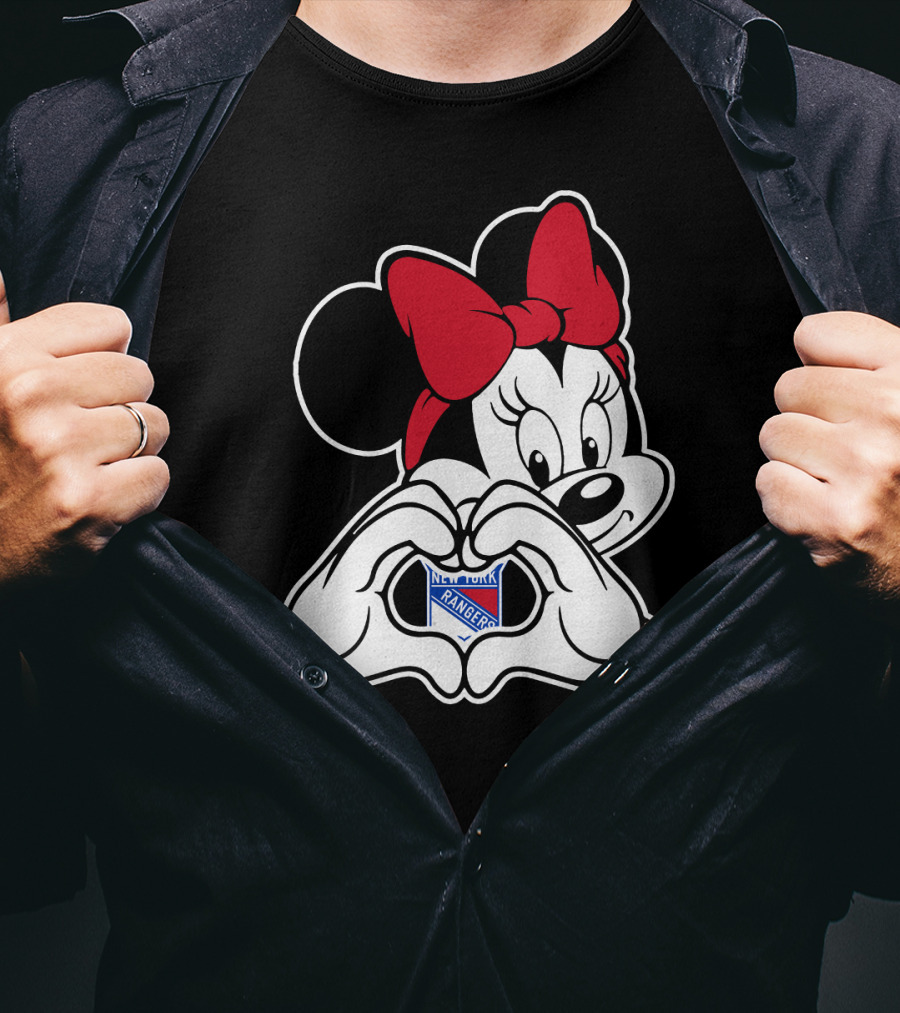 Minnie Mouse Heart Hands New York Rangers T-Shirt