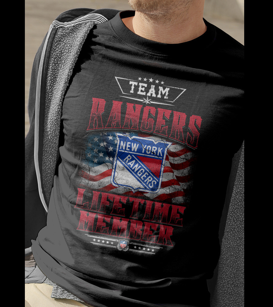 Team New York Rangers Lifetime Member Nfl American Flag T-Shirt