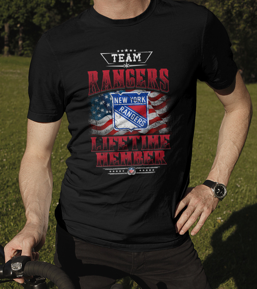 Team New York Rangers Lifetime Member Nfl American Flag T-Shirt
