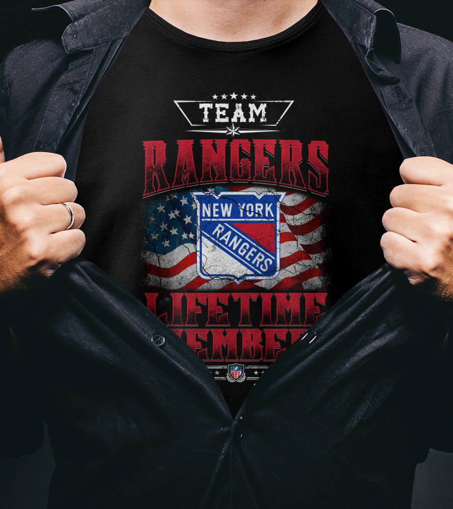 Team New York Rangers Lifetime Member Nfl American Flag T-Shirt
