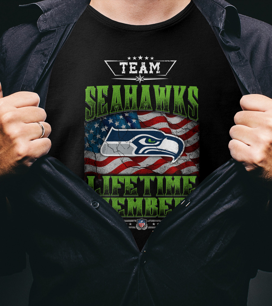 Team Seahawks Lifetime Member Nfl American Flag T-Shirt