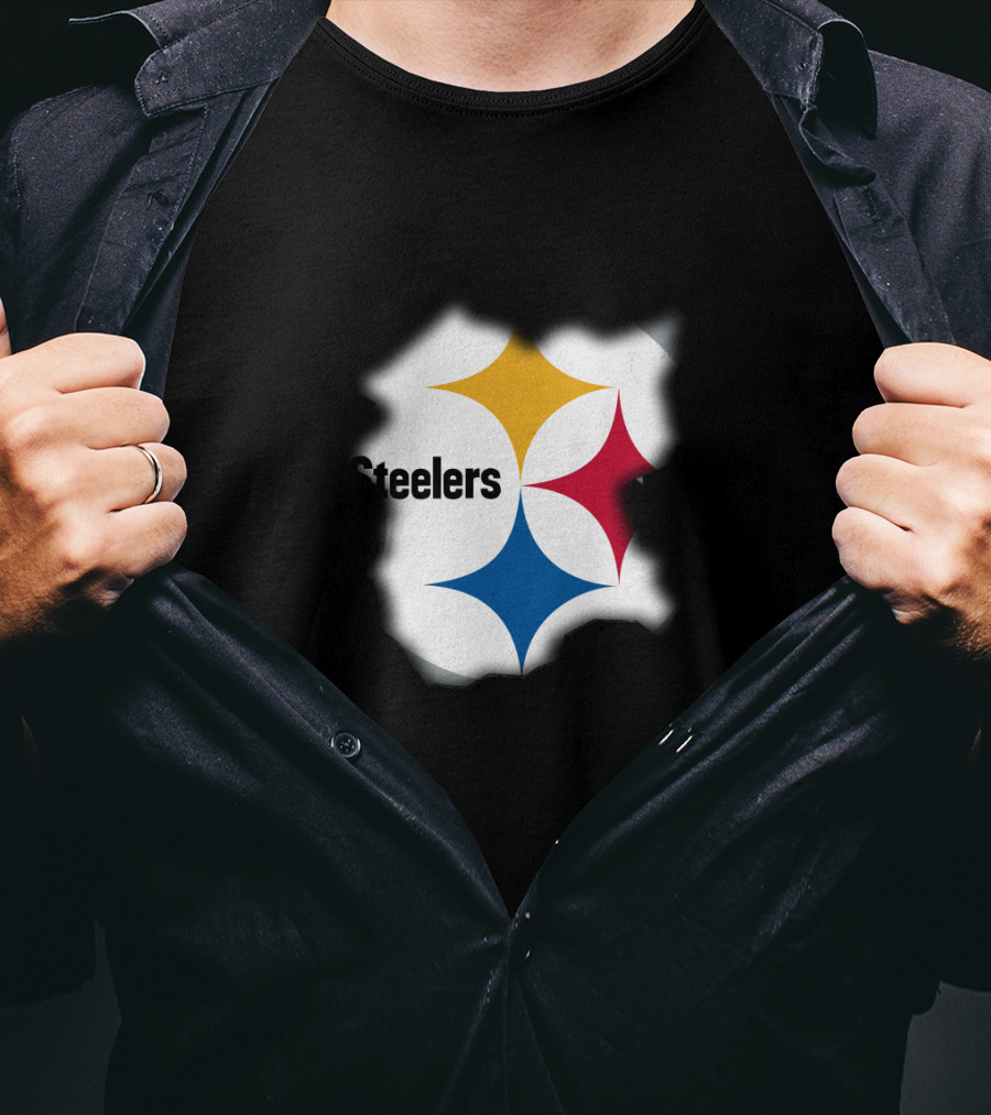 Pittsburgh Steelers Burst Design With Iconic Logo And Black T-Shirt