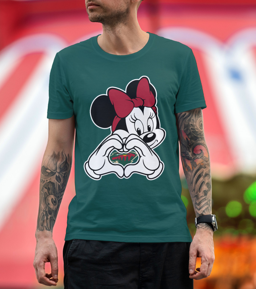 Minnesota Wild Minnie Mouse Heart Hands T-Shirt