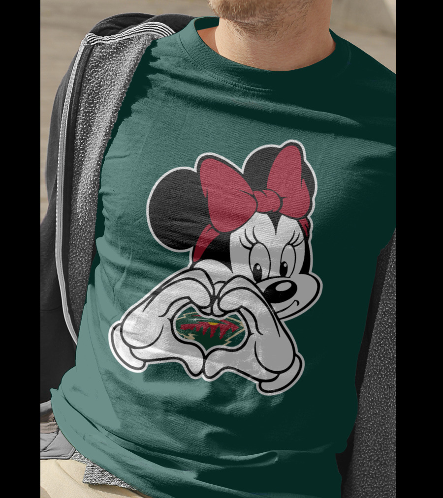 Minnesota Wild Minnie Mouse Heart Hands T-Shirt