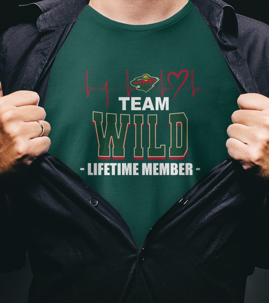Team Minnesota Wild Lifetime Member Heartbeat T-Shirt