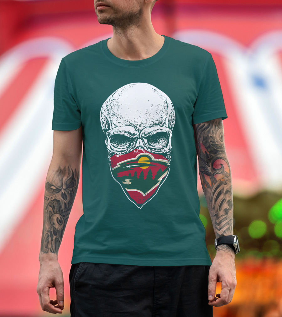 Minnesota Wild Hockey Skull Logo Bandana T-Shirt