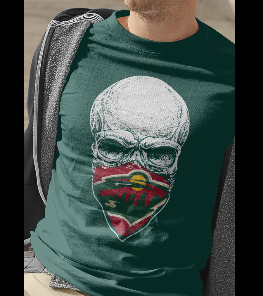 Minnesota Wild Hockey Skull Logo Bandana T-Shirt