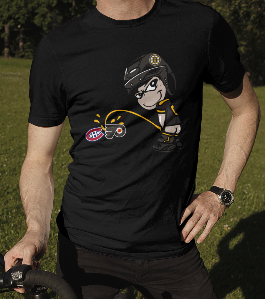 Boston Bruins Rivalry Hockey Toilet Humor Montreal Canadiens Philadelphia Flyers T-Shirt