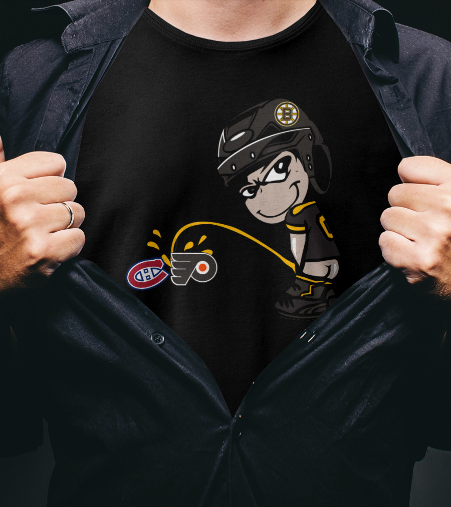 Boston Bruins Rivalry Hockey Toilet Humor Montreal Canadiens Philadelphia Flyers T-Shirt