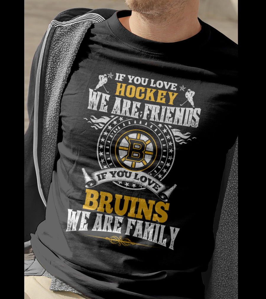 If You Love Hockey We Are Friends If You Love Bruins We Are Family T-Shirt