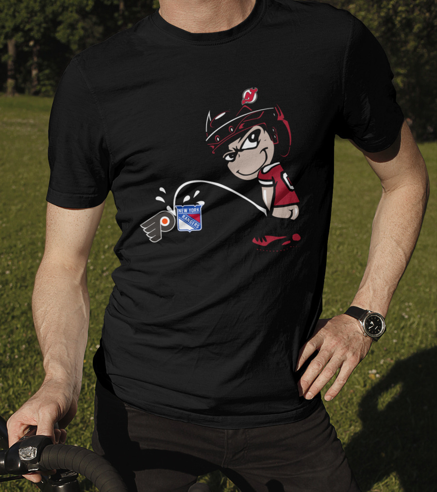 New Jersey Devils Rivalry With Philadelphia Flyers And New York Rangers T-Shirt