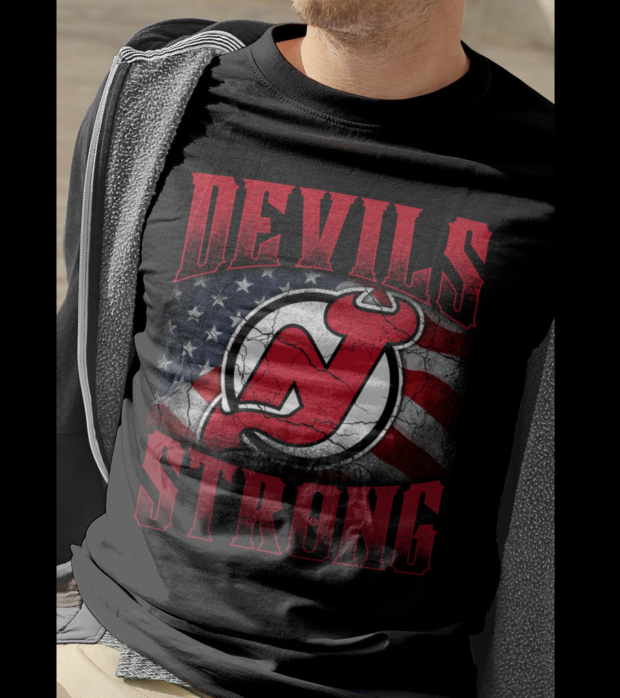 New Jersey Devils Strong American Flag T-Shirt