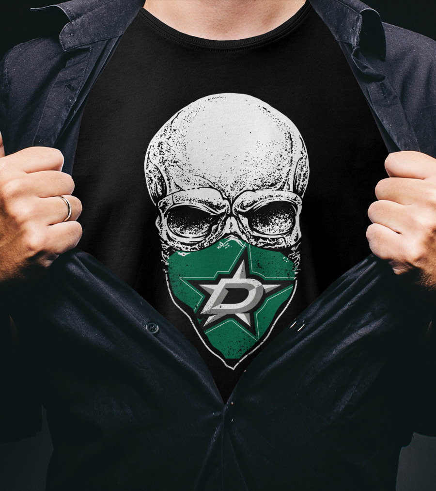 Dallas Stars Logo Over Skull T-Shirt