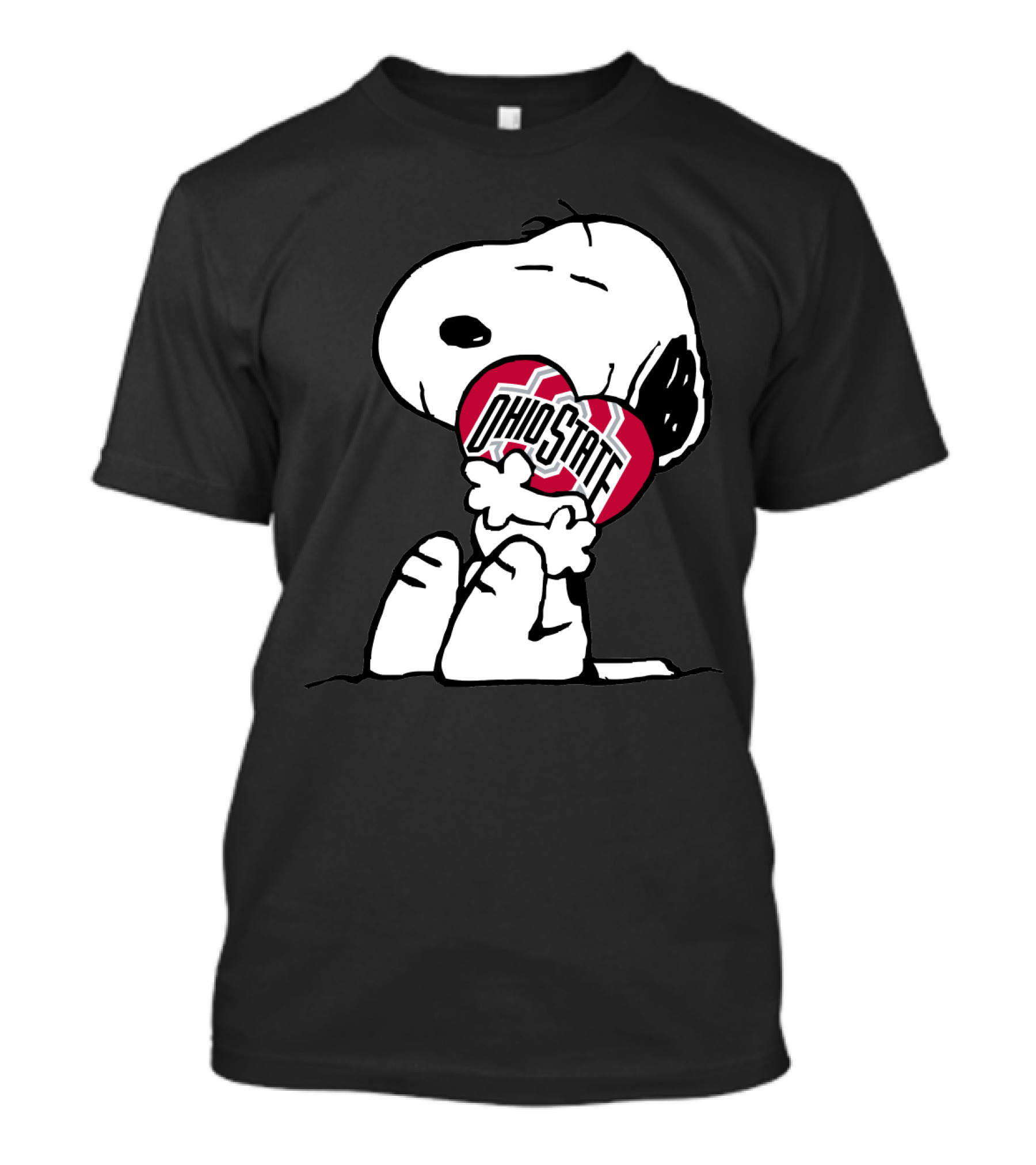 Snoopy With Ohio State Buckeyes Heart T-Shirt