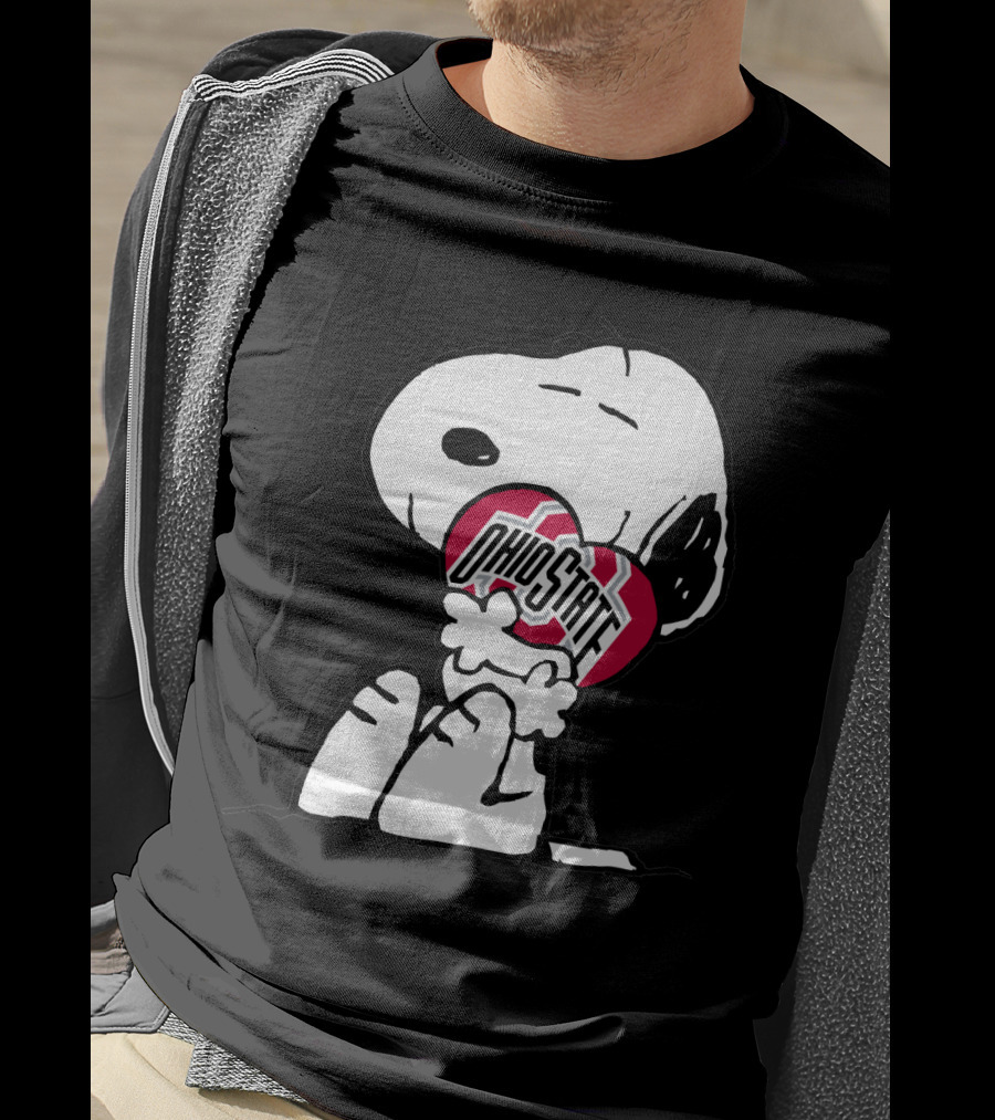 Snoopy With Ohio State Buckeyes Heart T-Shirt
