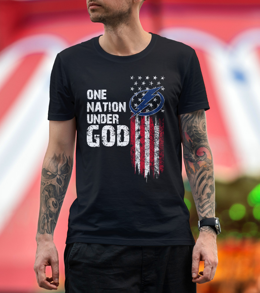 One Nation Under God Tampa Bay Lightning Flag T-Shirt