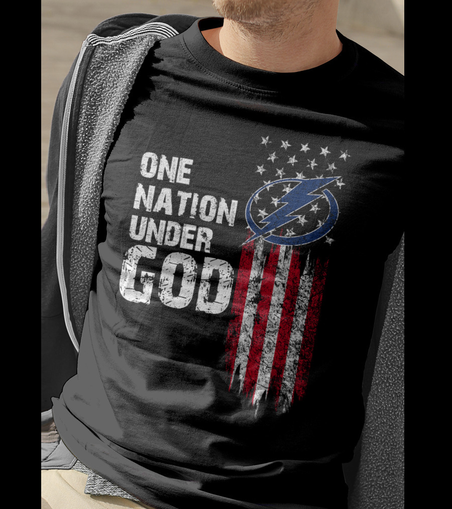 One Nation Under God Tampa Bay Lightning Flag T-Shirt