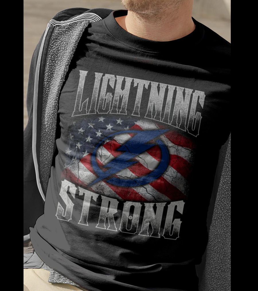 Lightning Strong Tampa Bay American Flag T-Shirt