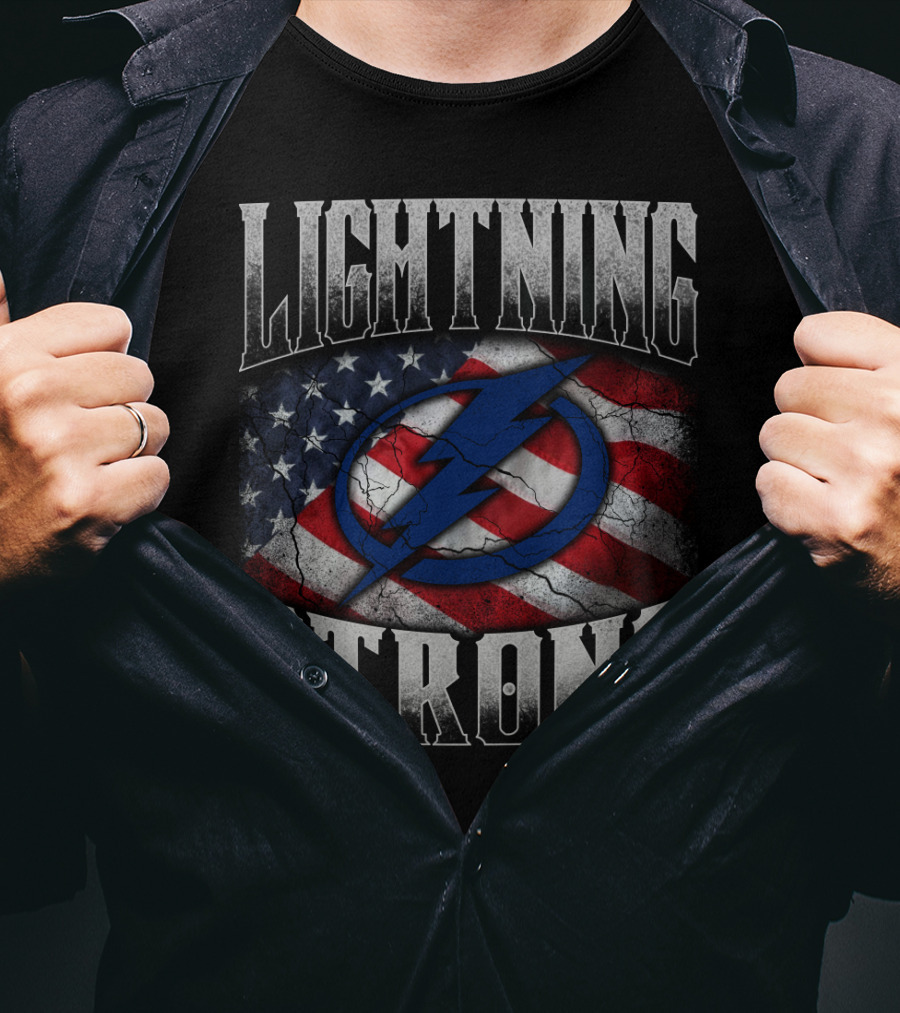 Lightning Strong Tampa Bay American Flag T-Shirt