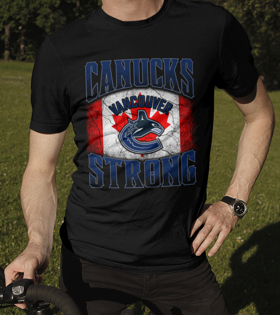 Vancouver Canucks Strong Canadian Flag Hockey T-Shirt