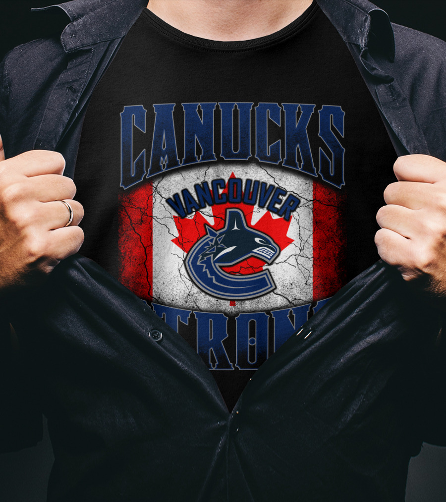 Vancouver Canucks Strong Canadian Flag Hockey T-Shirt