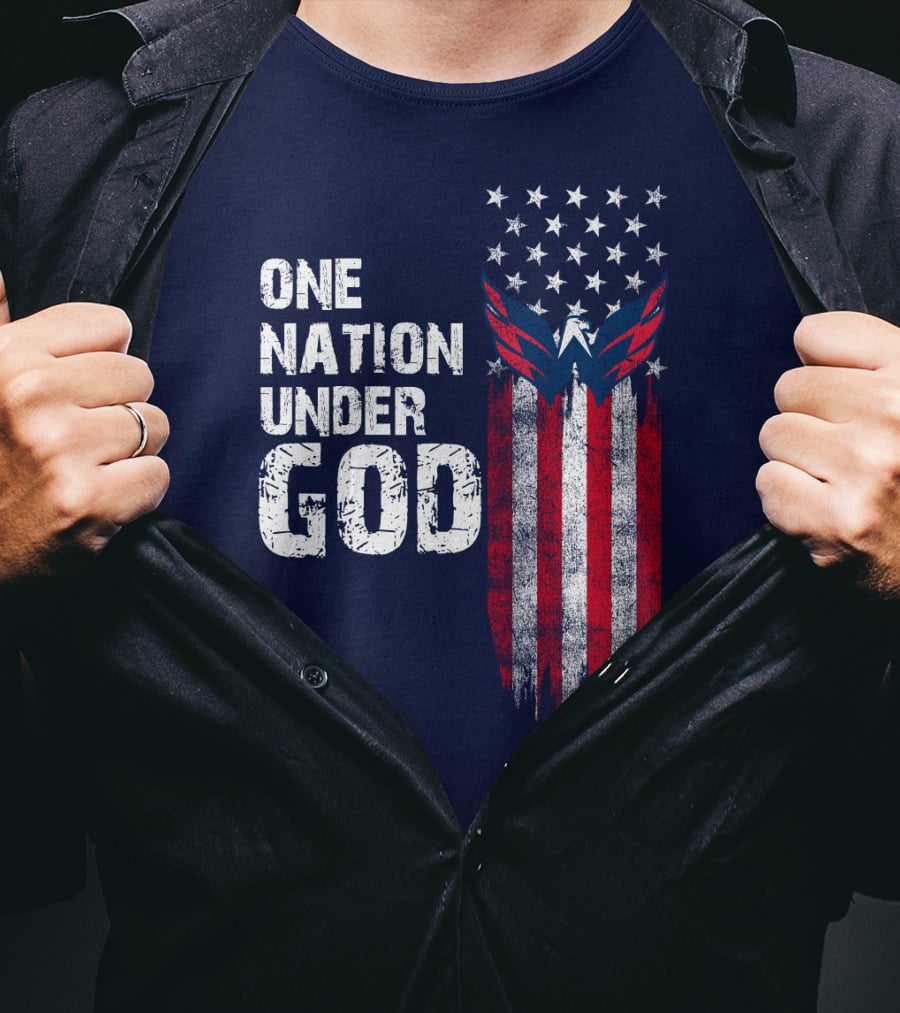 One Nation Under God Washington Capitals American Flag T-Shirt