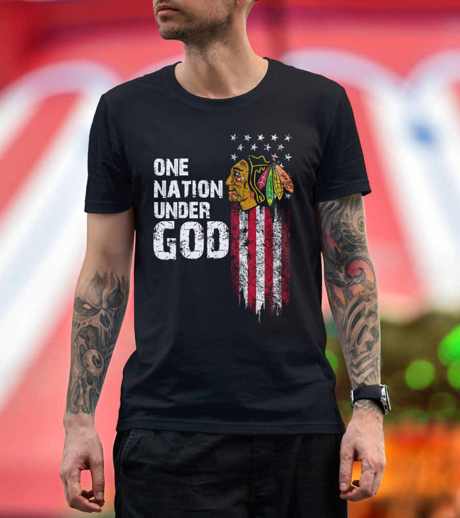 One Nation Under God Blackhawks Stars And Stripes T-Shirt