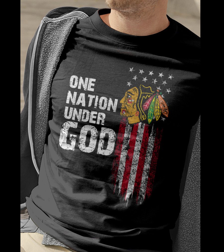 One Nation Under God Blackhawks Stars And Stripes T-Shirt