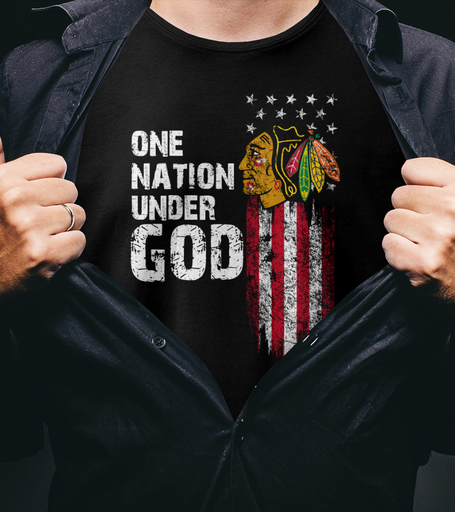 One Nation Under God Blackhawks Stars And Stripes T-Shirt