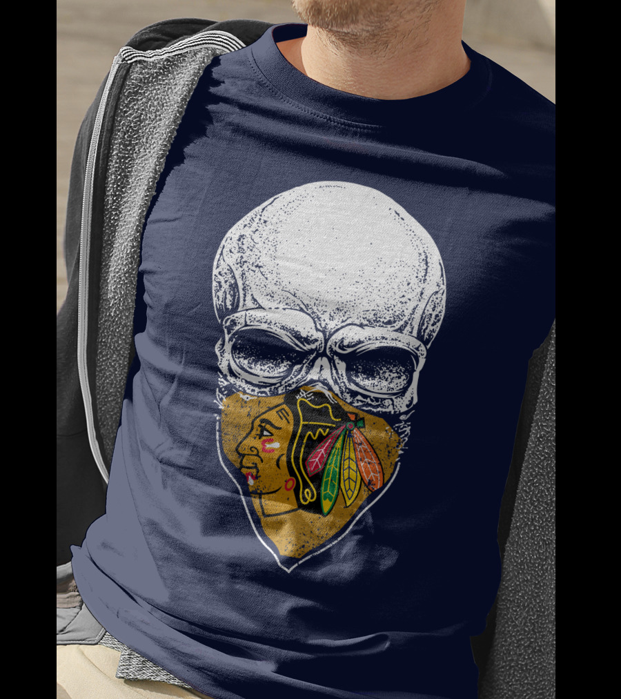 Blackhawks Skull Face Mask T-Shirt