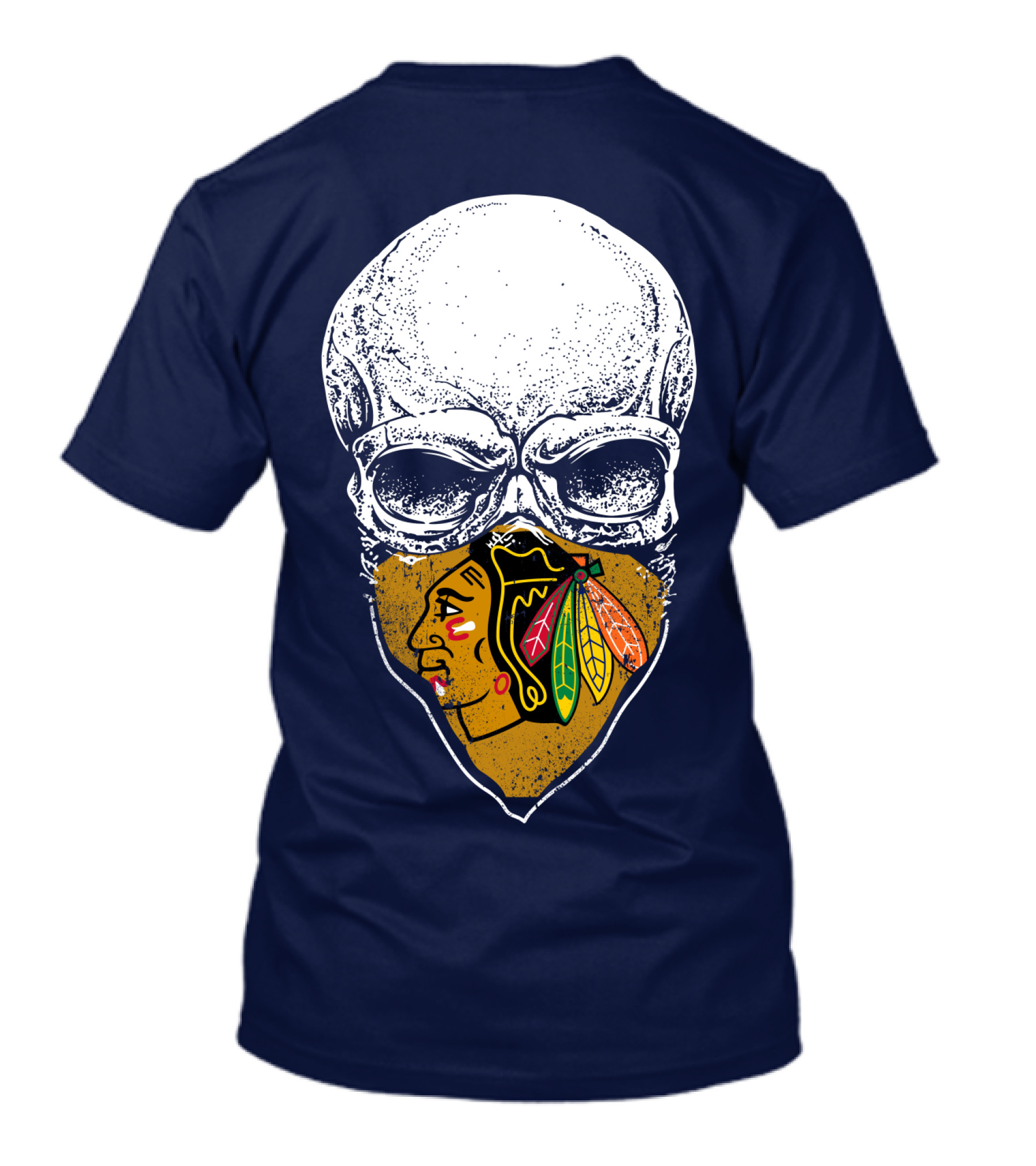 Skull With Native American Mask Blackhawks Logo Inspired T-Shirt