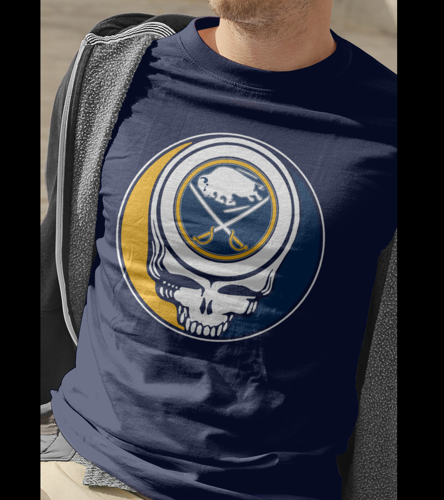 Buffalo Sabres Skull Logo Crossing Hockey Sticks And Circle T-Shirt